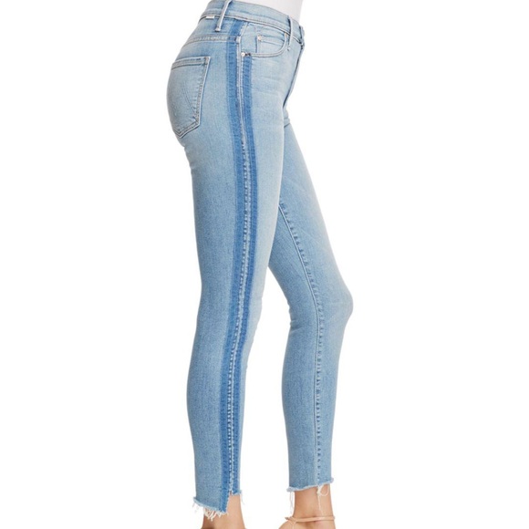 MOTHER Stunner Side-Stripe Ankle Fray Skinny Jeans - Picture 2 of 11